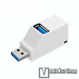 Mini hordozható 3 portos USB hub / elosztó - 1x USB 3.0 port és 2x USB 2.0 port, 480Mbps / 5Gbps adatátviteli sebesség - FEHÉR kép
