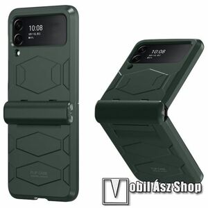 OTT! BATTLE ARMOR műanyag védő tok / hátlap - ZÖLD - szilikon betétes, zsanérvédő kialakítás, erősített sarkok - ERŐS VÉDELEM! - SAMSUNG Galaxy Z Flip3 5G kép