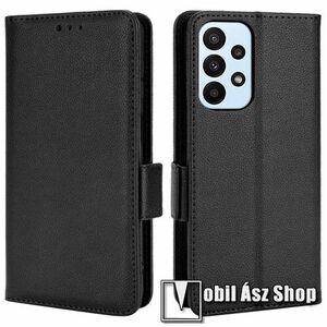 WALLET notesz tok / flip tok - FEKETE - asztali tartó funkciós, oldalra nyíló, rejtett mágneses záródás, bankkártyatartó zseb, szilikon belső - SAMSUNG Galaxy A23 4G (SM-A235F) kép
