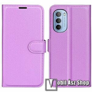 WALLET notesz tok / flip tok - LILA - asztali tartó funkciós, oldalra nyíló, rejtett mágneses záródás, bankkártyatartó zseb, szilikon belső - MOTOROLA Moto G41 / Moto G31 kép