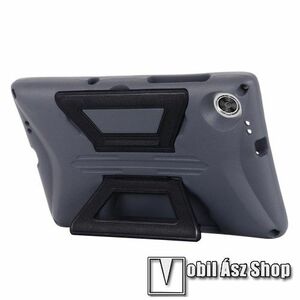 Shockproof EVA habszivacs védő tok / hátlap - FEKETE / SZÜRKE - hordozható, asztali tartó funkciós, állítható vállpánt, erősített sarkok, ERŐS VÉDELEM! - Lenovo Tab M10 HD Gen 2 (TB-X306F) kép
