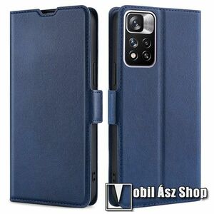 WALLET notesz tok / flip tok - SÖTÉTKÉK - asztali tartó funkciós, oldalra nyíló, rejtett mágneses záródás, bankkártyatartó zseb, szilikon belső - Xiaomi Redmi Note 11 Pro (China) / Note 11 Pro Plus (China) / Note 11 Pro Plus 5G (Global) kép