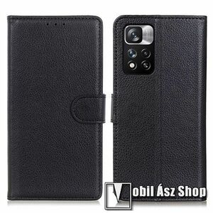WALLET notesz tok / flip tok - FEKETE - asztali tartó funkciós, oldalra nyíló, rejtett mágneses záródás, bankkártyatartó zseb, szilikon belső - Xiaomi Redmi Note 11 Pro (China) / Note 11 Pro Plus (China) / Note 11 Pro Plus 5G (Global) kép