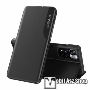 View Window ablakos notesz tok / flip tok - FEKETE - oldalra nyíló, asztali tartó funkciós, műanyag belső - Xiaomi Redmi Note 11 Pro (China) / Note 11 Pro Plus (China) / Note 11 Pro Plus 5G (Global) kép