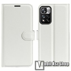 WALLET notesz tok / flip tok - FEHÉR - asztali tartó funkciós, oldalra nyíló, rejtett mágneses záródás, bankkártyatartó zseb, szilikon belső - Xiaomi Redmi Note 11 Pro (China) / Note 11 Pro Plus (China) / Note 11 Pro Plus 5G (Global) kép
