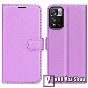 WALLET notesz tok / flip tok - LILA - asztali tartó funkciós, oldalra nyíló, rejtett mágneses záródás, bankkártyatartó zseb, szilikon belső - Xiaomi Redmi Note 11 Pro (China) / Note 11 Pro Plus (China) / Note 11 Pro Plus 5G (Global) kép