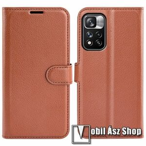 WALLET notesz tok / flip tok - BARNA - asztali tartó funkciós, oldalra nyíló, rejtett mágneses záródás, bankkártyatartó zseb, szilikon belső - Xiaomi Redmi Note 11 Pro (China) / Note 11 Pro Plus (China) / Note 11 Pro Plus 5G (Global) kép