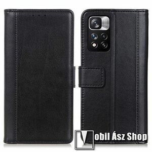 Notesz tok / flip tok - FEKETE - hasított PU bőr, asztali tartó funkciós, oldalra nyíló, rejtett mágneses záródás, bankkártya tartó zseb, szilikon belső - Xiaomi Redmi Note 11 Pro (China) / Note 11 Pro Plus (China) / Note 11 Pro Plus 5G (Global) kép