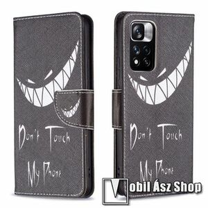 Notesz / mappa tok - Do Not Touch My Phone MINTÁS - oldalra nyíló, rejtett mágneses záródás, bankkártyatartó zseb, asztali tartó funkció, szilikon belső - Xiaomi Redmi Note 11 Pro (China) / Note 11 Pro Plus (China) / Note 11 Pro Plus 5G (Global) kép