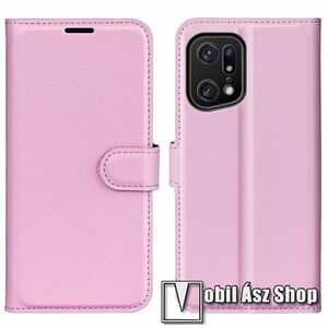WALLET notesz tok / flip tok - RÓZSASZÍN - asztali tartó funkciós, oldalra nyíló, rejtett mágneses záródás, bankkártyatartó zseb, szilikon belső - Oppo Find X5 Pro kép