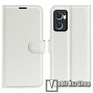 WALLET notesz tok / flip tok - FEHÉR - asztali tartó funkciós, oldalra nyíló, rejtett mágneses záródás, bankkártyatartó zseb, szilikon belső - Oppo Reno7 5G / Find X5 Lite kép