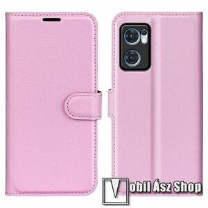 WALLET notesz tok / flip tok - RÓZSASZÍN - asztali tartó funkciós, oldalra nyíló, rejtett mágneses záródás, bankkártyatartó zseb, szilikon belső - Oppo Reno7 5G / Find X5 Lite kép