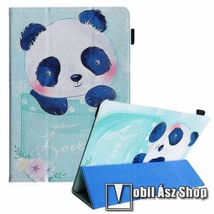 UNIVERZÁLIS notesz / mappa tablet PC tok - PANDA MINTÁS - álló, bőr, oldalra nyíló flip cover, TRIFOLD asztali tartó funkciós, ceruzatartó, gumis záródás, 7-8"-os készülékekhez ajánlott - 215 x 155 x 15mm kép