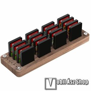 Nintendo Switch játék kártyákhoz fa tároló / asztali tartó - 16 játék tárolására alkalmas, csúszásgátló - 135 x 45 x 10mm - BARNA kép