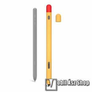 Szilikon védő tok SAMSUNG Galaxy Tab S Pen Pro ceruzához - 2db kupakkal, csúszásgátló - NARANCSSÁRGA kép