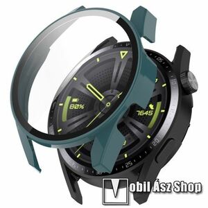 Okosóra műanyag védő tok / keret - ZÖLD - 9H edzett üveg előlap védő is! - HUAWEI Watch GT 3 42mm kép