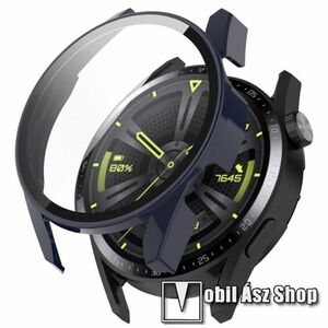 Okosóra műanyag védő tok / keret - SÖTÉTKÉK - 9H edzett üveg előlap védő is! - HUAWEI Watch GT 3 42mm kép