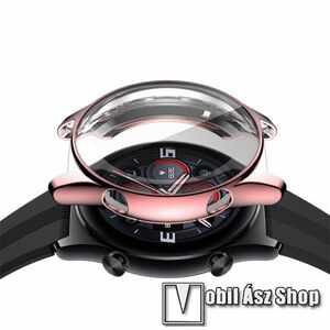 Okosóra szilikon védő tok / keret - GALVANIZÁLT RÓZSASZÍN - Szilikon előlapvédő is! - HUAWEI Honor Watch GS 3 kép