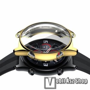Okosóra szilikon védő tok / keret - GALVANIZÁLT ARANY - Szilikon előlapvédő is! - HUAWEI Honor Watch GS 3 kép