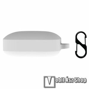 Szilikon védő tok OnePlus Buds Pro TWS fülhallgató-hoz - karabiner, töltőnyílás - FEHÉR kép