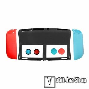 Szilikon védő tok / hátlap / analóg kar védő szilikon kupak Nintendo Switch OLED-hez - teljes védelem, Joy-Con vezérlőket is védi, könnyen tisztítható, 4x különböző magasságú kupak - FEKETE / KÉK / PIROS kép