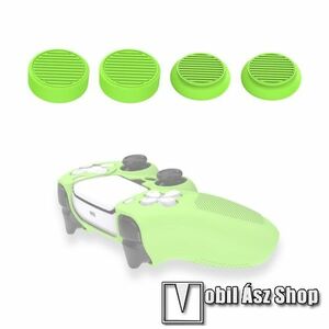 Analóg kar védő szilikon kupak - 4db / készlet, 2 különböző magasságú, csúszásgátlós - SONY Playstation 5 (PS5) kontrollerekhez - ZÖLD kép