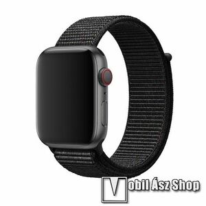 XINCUCO Okosóra szíj - szövet, tépőzáras - FEKETE - Apple Watch Series 1/2/3 42mm / 4/5/6/SE 44mm / 7/8 45mm / Ultra 49mm kép