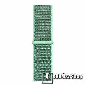 Okosóra szíj - szövet, tépőzáras - 260mm hosszú - MENTAZÖLD - Apple Watch Series 1/2/3 42mm / 4/5/6/SE 44mm / 7/8 45mm / Ultra 49mm kép