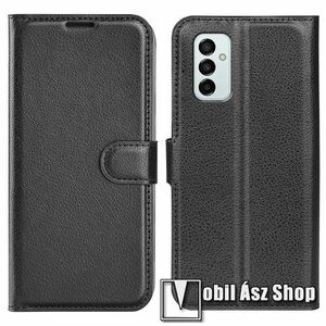 WALLET notesz tok / flip tok - FEKETE - asztali tartó funkciós, oldalra nyíló, rejtett mágneses záródás, bankkártyatartó zseb, szilikon belső - SAMSUNG Galaxy M23 5G (SM-M236B/DS) / Galaxy F23 5G (SM-E236B/DS) kép