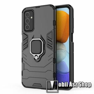 TRANSFORM PRO műanyag védő tok / hátlap - FEKETE - szilikon betétes, kitámasztható, fém ujjgyűrűvel, tapadófelület mágneses autós tartóhoz - ERŐS VÉDELEM! - SAMSUNG Galaxy M23 5G (SM-M236B/DS) / Galaxy F23 5G (SM-E236B/DS) kép