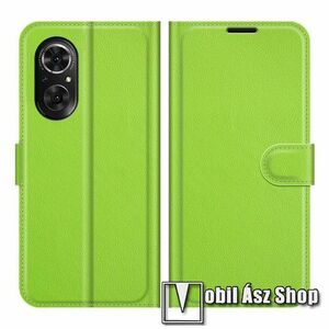 WALLET notesz tok / flip tok - ZÖLD - asztali tartó funkciós, oldalra nyíló, rejtett mágneses záródás, bankkártyatartó zseb, szilikon belső - HUAWEI nova 9 SE / Honor 50 SE kép