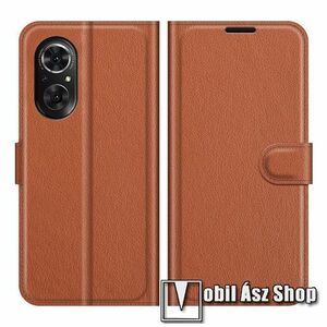 WALLET notesz tok / flip tok - BARNA - asztali tartó funkciós, oldalra nyíló, rejtett mágneses záródás, bankkártyatartó zseb, szilikon belső - HUAWEI nova 9 SE / Honor 50 SE kép