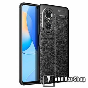 OTT! LEATHER SERIES szilikon védő tok / bőrhatású hátlap - FEKETE - ERŐS VÉDELEM! - HUAWEI nova 9 SE / Honor 50 SE kép