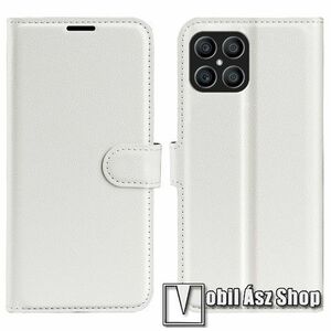 WALLET notesz tok / flip tok - FEHÉR - asztali tartó funkciós, oldalra nyíló, rejtett mágneses záródás, bankkártyatartó zseb, szilikon belső - HUAWEI Honor X8 / Honor X30i kép