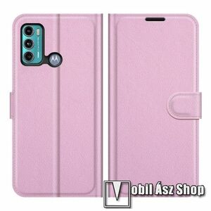 WALLET notesz tok / flip tok - RÓZSASZÍN - asztali tartó funkciós, oldalra nyíló, rejtett mágneses záródás, bankkártyatartó zseb, szilikon belső - MOTOROLA Moto G60 / Moto G40 Fusion kép