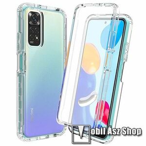 OTT! FULL COVERAGE szilikon védő tok / hátlap - ÁTLÁTSZÓ - műanyag szegély, 360°-os védelem, két rétegű, PET kijelzővédő is, erősített sarkok, ERŐS VÉDELEM! - Xiaomi Redmi Note 11 4G (Global version) / Redmi Note 11S (Global version) kép