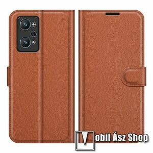 WALLET notesz tok / flip tok - BARNA - asztali tartó funkciós, oldalra nyíló, rejtett mágneses záródás, bankkártyatartó zseb, szilikon belső - Realme GT2 / GT Neo2 / GT Neo 3T kép