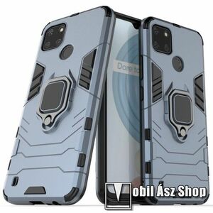 TRANSFORM PRO műanyag védő tok / hátlap - KÉK - szilikon betétes, kitámasztható, fém ujjgyűrűvel, tapadófelület mágneses autós tartóhoz - ERŐS VÉDELEM! - Realme C21Y / C25Y kép