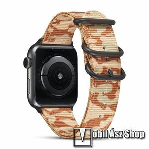 Okosóra szíj - szövet - VILÁGOSBARNA TEREPMINTÁS - 90mm + 130mm hosszú - Apple Watch Series 1/2/3 38mm / 4/5/6/SE 40mm / 7/8/9 41mm / 10 42mm kép