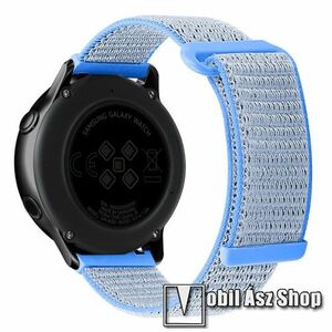 Okosóra szíj - szövet, tépőzáras - 20mm széles - VILÁGOSKÉK - SAMSUNG Galaxy Watch 42mm / Amazfit GTS / Galaxy Watch3 41mm / HUAWEI Watch GT 2 42mm / Galaxy Watch Active / Active 2 kép