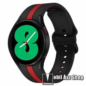 Okosóra szíj - FEKETE / PIROS - szilikon - 125mm+85mm hosszú, 20mm széles - SAMSUNG Galaxy Watch4 Classic 46mm (SM-R890) / Watch4 Classic 42mm (SM-R880) / Watch4 44mm (SM-R870) / Watch4 40mm (SM-R860) kép