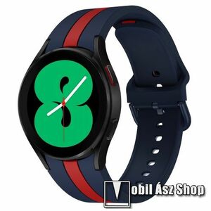 Okosóra szíj - KÉK / PIROS - szilikon - 125mm+85mm hosszú, 20mm széles - SAMSUNG Galaxy Watch4 Classic 46mm (SM-R890) / Watch4 Classic 42mm (SM-R880) / Watch4 44mm (SM-R870) / Watch4 40mm (SM-R860) kép