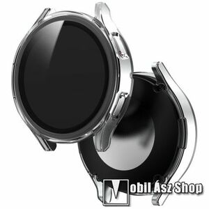 Okosóra műanyag védő tok / keret - ÁTLÁTSZÓ - 9H edzett üveg előlap védő is! - SAMSUNG Galaxy Watch4 44mm (SM-R870) kép