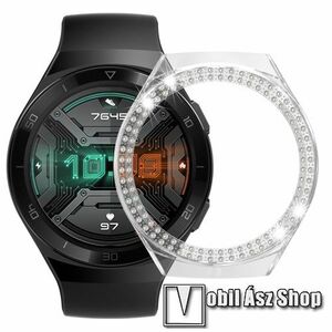 Okosóra műanyag védő tok / keret - ÁTLÁTSZÓ - Strasszkővel díszített - HUAWEI Watch GT 2e kép