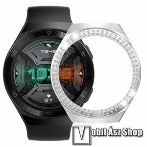 Okosóra műanyag védő tok / keret - EZÜST - Strasszkővel díszített - HUAWEI Watch GT 2e kép