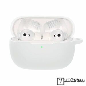 Szilikon védő tok Honor Earbuds 3 Pro-hoz - karabiner, töltőnyílás - FEHÉR kép