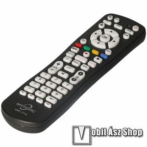 UNIVERZÁLIS TV / STB távirányító - 2x AAA elemmel működik (NEM TARTOZÉK), programozható, színkódolt gombok, ideális a hibás vagy elveszett távirányító pótlására - FEKETE kép