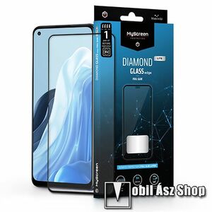 MYSCREEN DIAMOND GLASS LITE EDGE előlap védő karcálló edzett üveg - FEKETE - 9H, 0.33 mm, A teljes felületén tapad - A TELJES KIJELZŐT VÉDI! - Oppo Reno7 5G / Find X5 Lite - GYÁRI kép