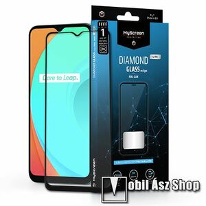 MYSCREEN DIAMOND GLASS LITE EDGE előlap védő karcálló edzett üveg - FEKETE - 9H, 0.33 mm, A teljes felületén tapad - A TELJES KIJELZŐT VÉDI! - Realme C11 / C12 / C21 - GYÁRI kép