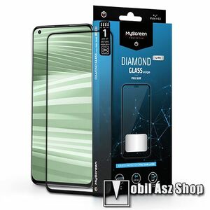 MYSCREEN DIAMOND GLASS LITE EDGE előlap védő karcálló edzett üveg - FEKETE - 9H, 0.33 mm, A teljes felületén tapad - A TELJES KIJELZŐT VÉDI! - Realme GT2 / GT Neo2 / GT Neo 3T - GYÁRI kép